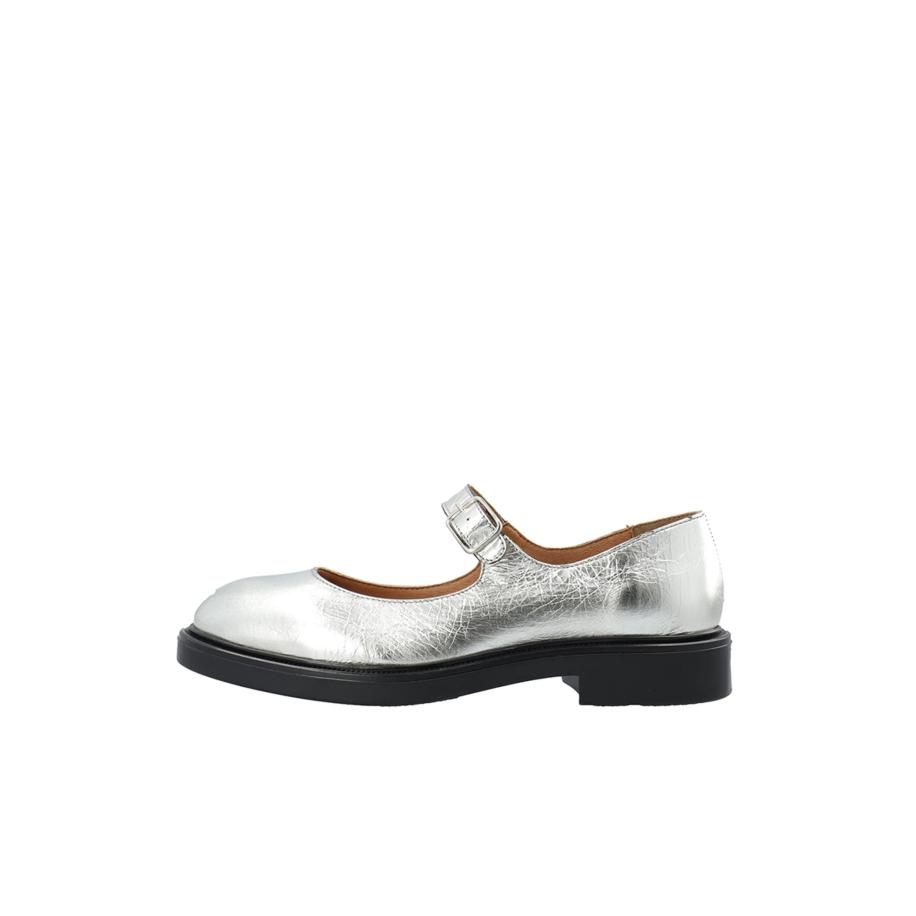 Bianco Bianco Ballerina met riempjes Victoria zilver -