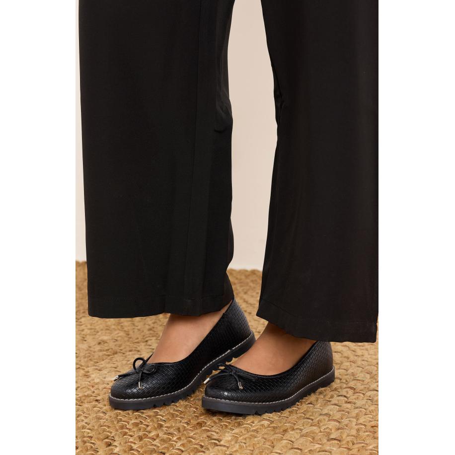 Yours Geweven Ballerina's Met Strikdetail In Een Extra Brede Pasvorm In Zwartsize 42EEE Zwart