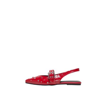 Only ONLY Ballerina met riempjes ONLAURA-5 knalrood / zilver