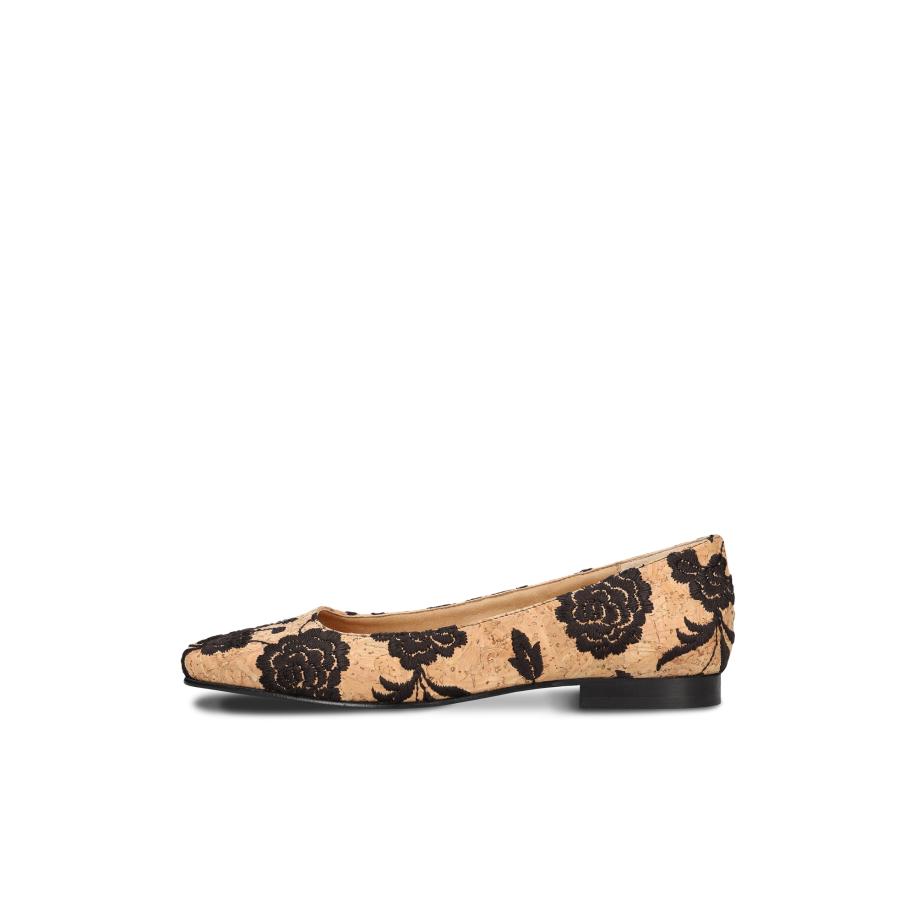 Nae Vegan Shoes nae Vegan Shoes Ballerina Louise Cork lichtbruin / zwart -