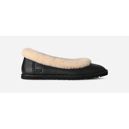 UGG® Zora leren ballerina's in Black, Maat 36, Leder