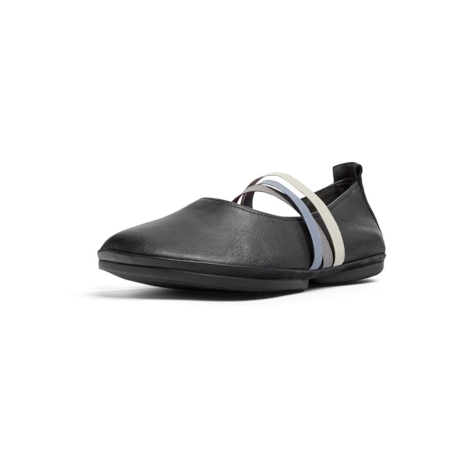 Camper CAMPER Ballerina met riempjes Right Nina chamois / lichtblauw / zwart / wit -