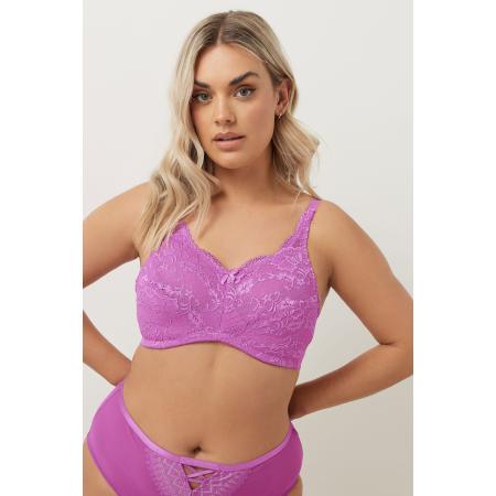 Yours Nietvoorgevormde Bh Met Bloemenkant In Roze Size 95L