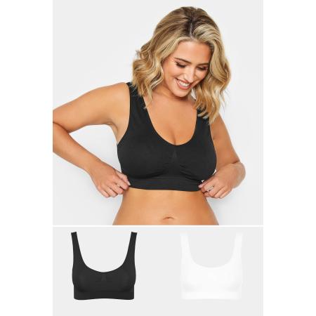 Yours 2 Pack Voorgevormde Naadloze Bh's In Wit & Zwartsize 54-56