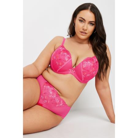 Yours Voorgevormde Diepuitgesneden Bh Met Bloemenkant In Roze Size 100C