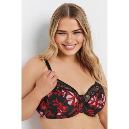 Yours Bh Met Bloemenprint Met Kanten Rand En Beugel In Rood Size 110J