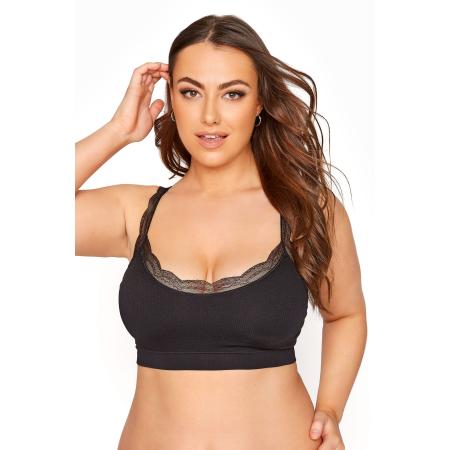 Yours Bralette Met Kanten Rand In Zwartsize 54-56