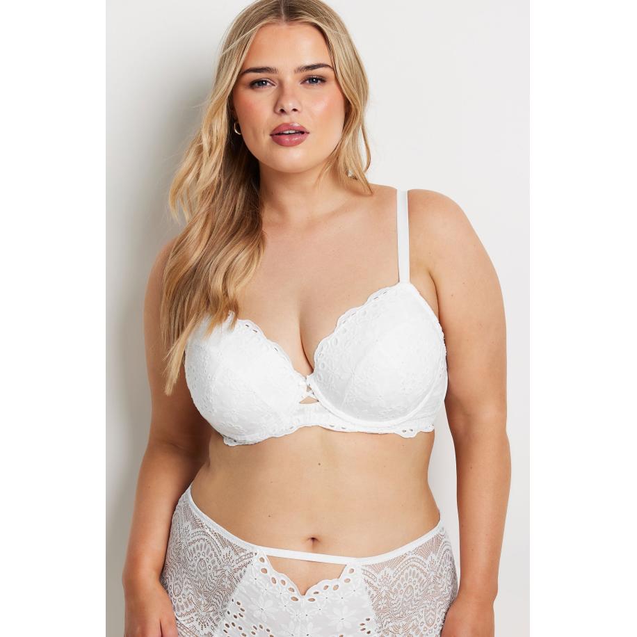 Yours Voorgevormde Tshirt Bh Van Broderie In Wit Size 110E Wit