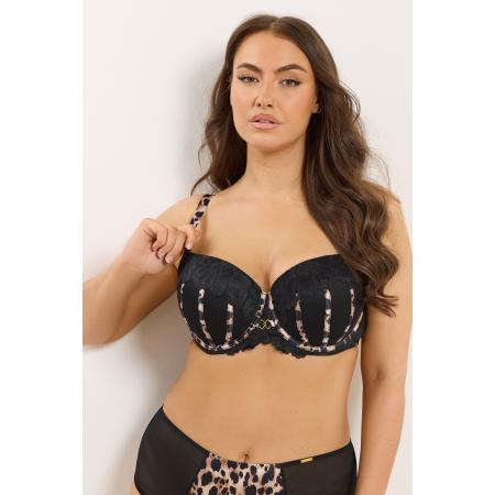 Yours Curve Zwarte Kanten Luipaardprint Voorgevormde Bh Size 110J