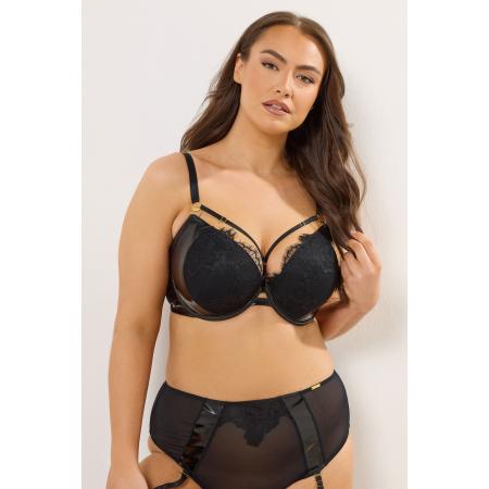 Yours Curve Zwarte Gewatteerde Kanten Plunge Bh Size 110J