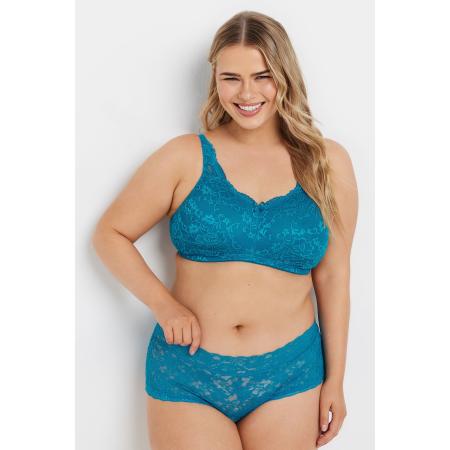 Yours Nietvoorgevormde Bh Met Bloemenkant In Blauwgroen Size 85L