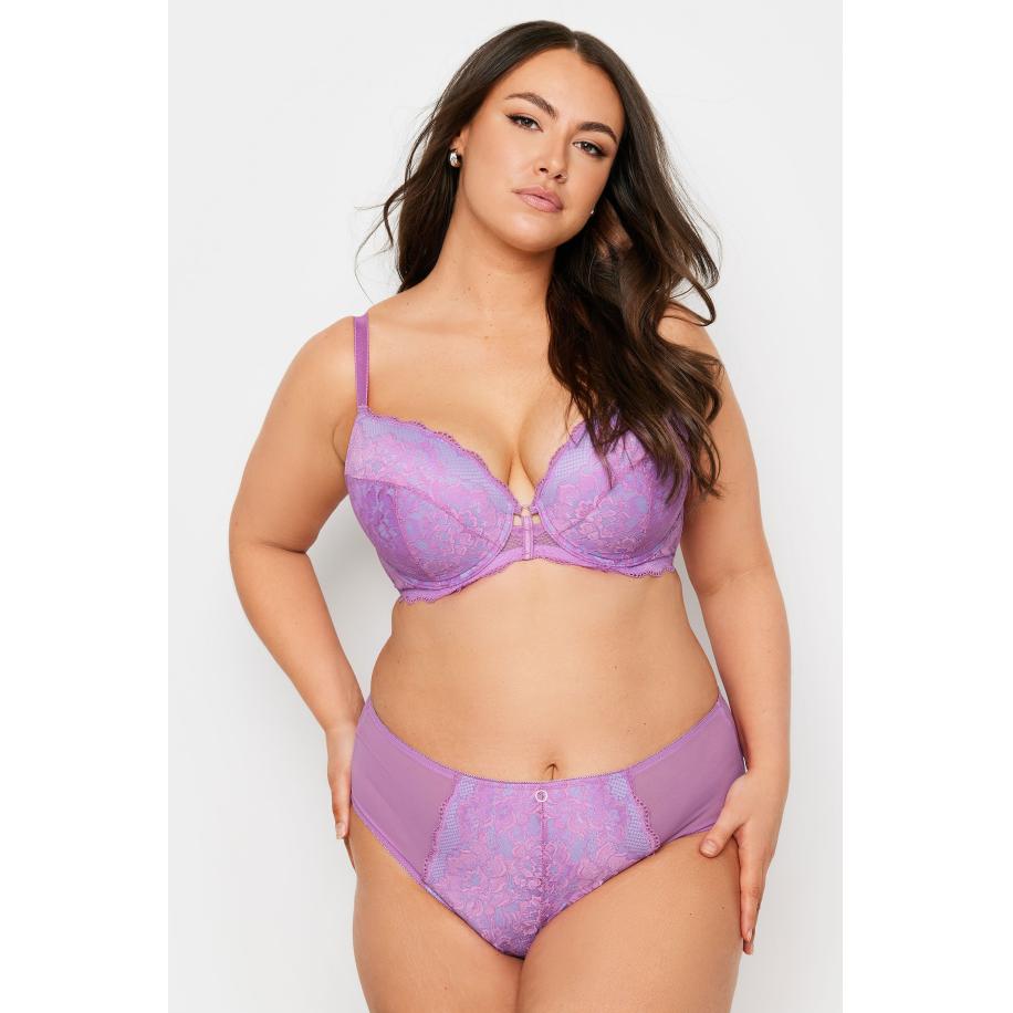 Yours Voorgevormde Bh Met Bloemenkant En Beugel In Lila Size 105D Paars