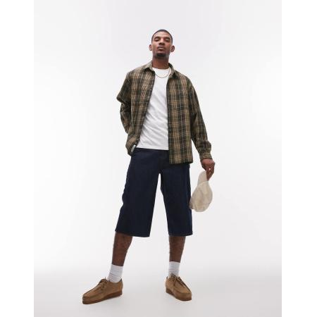 Topman - Halflange jort in mid-wash onbewerkt denim-Blauw