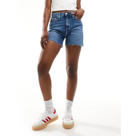 Calvin Klein Jeans Denim mom short in mid-wash blauw