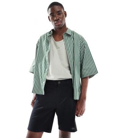 JJ Rebel - Shorts van linnenmix in zwart