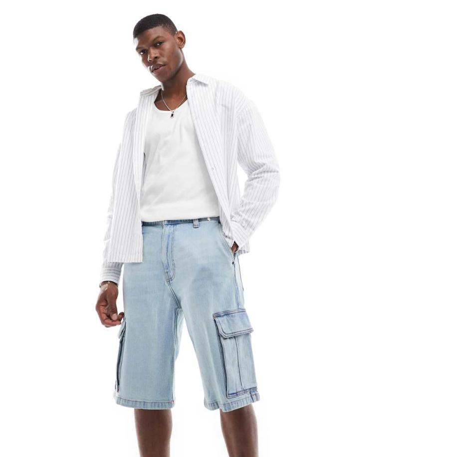 Hollister - Baggy cargojort in lichtblauw Blauw