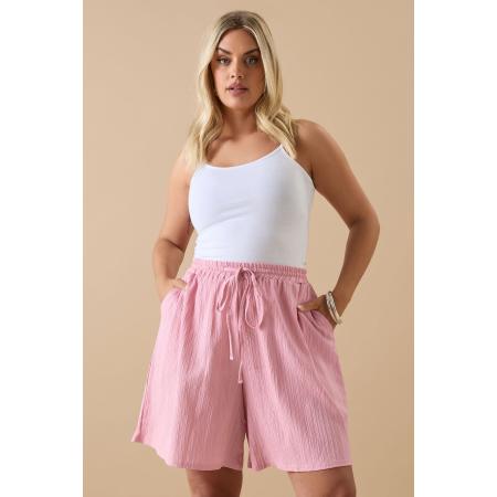 Yours Short Met Textuur En Elastische Taille In Roze Size 42