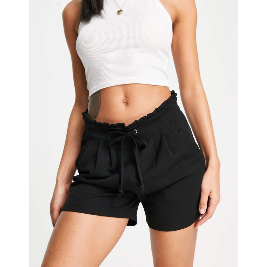 JDY Elegante short met taille met plooirand in zwart Zwart