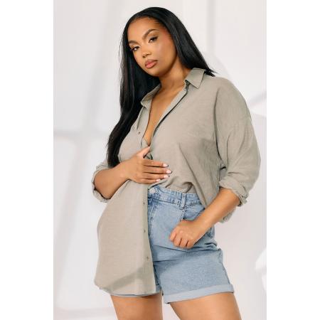 Yours Denim Mom Short Met Omslag En Stretch In Lichtblauw Size 58-60