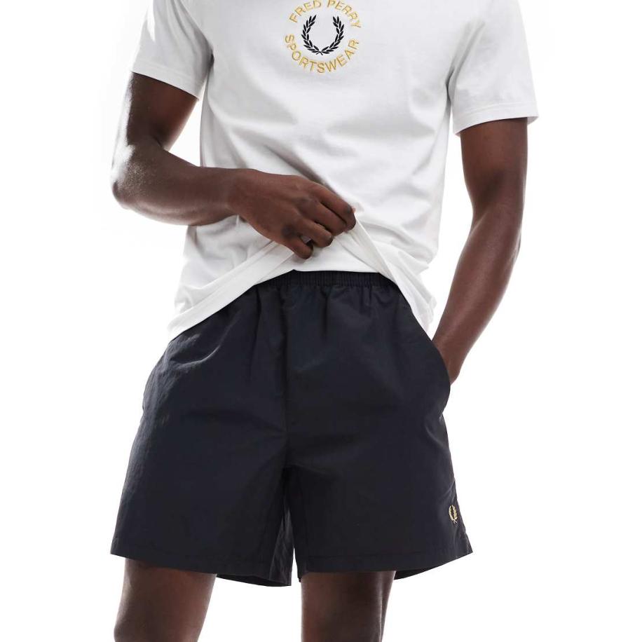 Fred Perry - Geweven performance short in zwart Zwart
