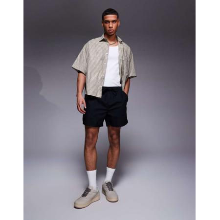 ASOS DESIGN - Shorts van linnenmix in zwart