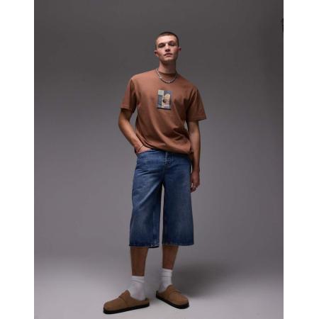 Topman - Denim halflange jort in mid wash blauw