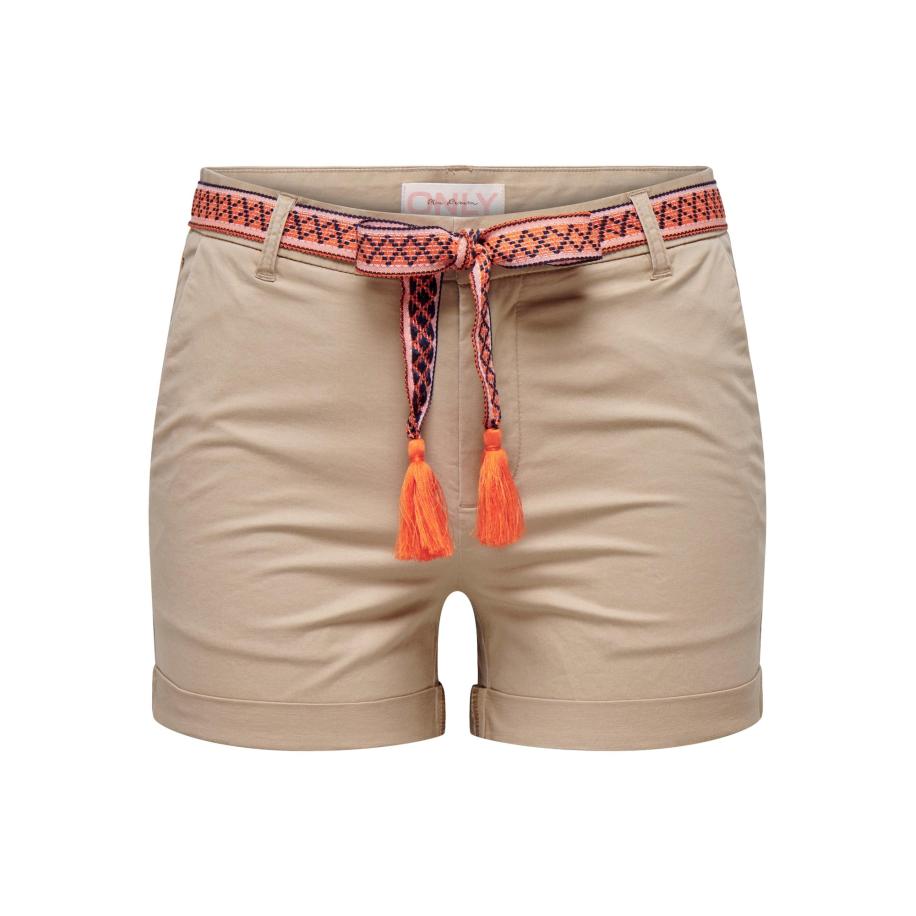 Only ONLY Chino Georgia donkerbeige / donkerblauw / oranje / koraal -