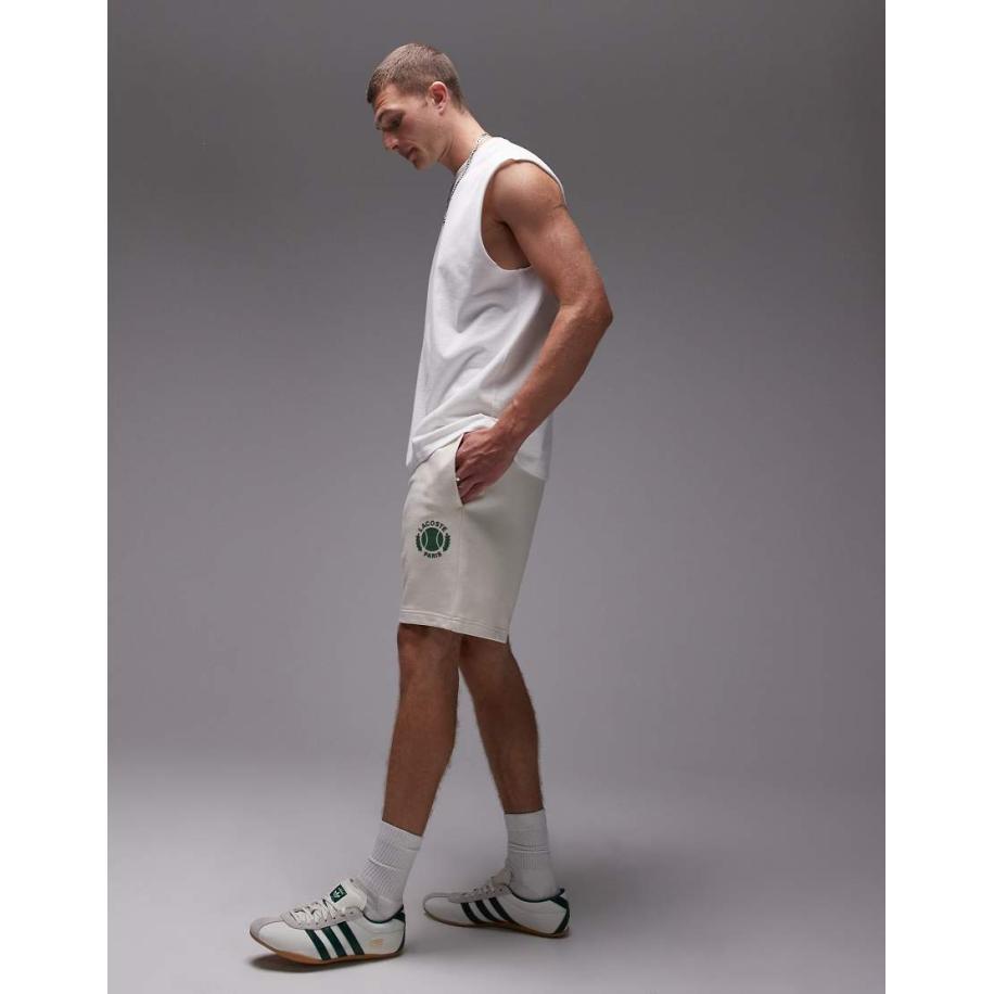 Lacoste - Jersey shorts met tennisembleem in wit Wit