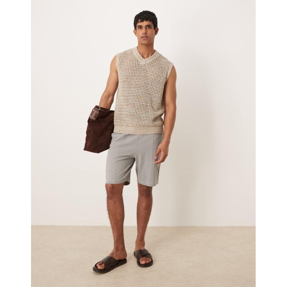 ASOS DESIGN - Smalle shorts van piqué in grijs Grijs