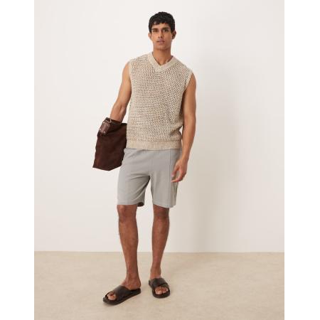 ASOS DESIGN - Smalle shorts van piqué in grijs