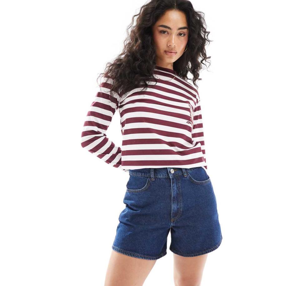 ASOS DESIGN Dad short met bandje in de taille in indigo-Blauw Blauw