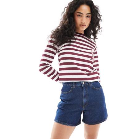 ASOS DESIGN Dad short met bandje in de taille in indigo-Blauw