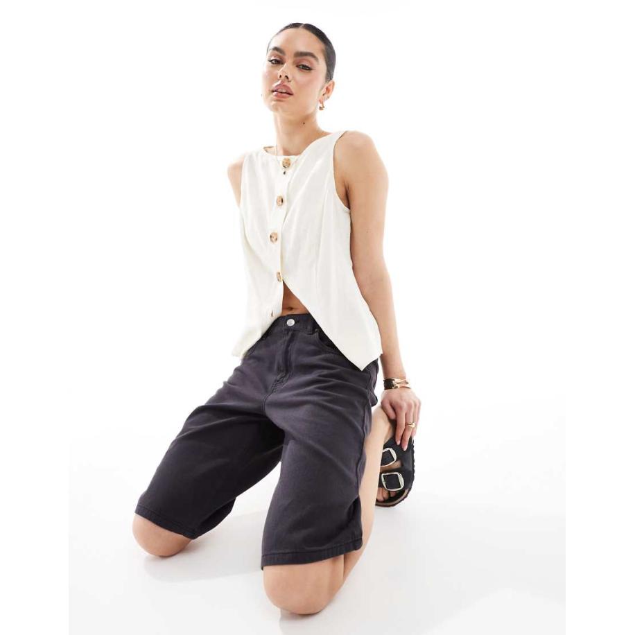 ONLY Denim jort in zwart met wassing Zwart