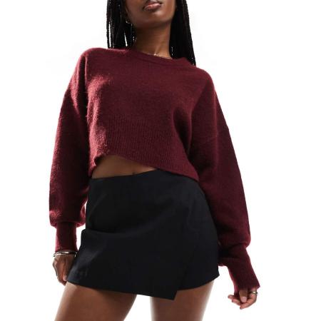 ASOS DESIGN Asymmetrische rokje met overslag van bengaline in zwart