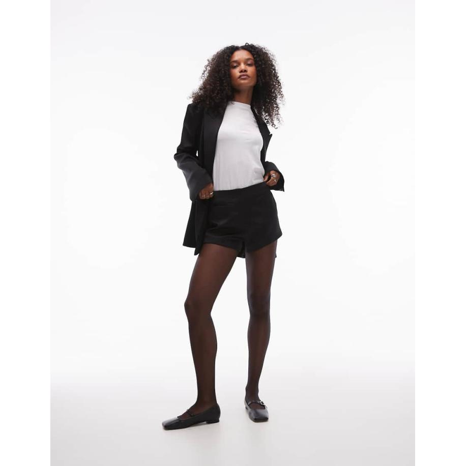 Topshop Elegante korte short van satijn in zwart Zwart