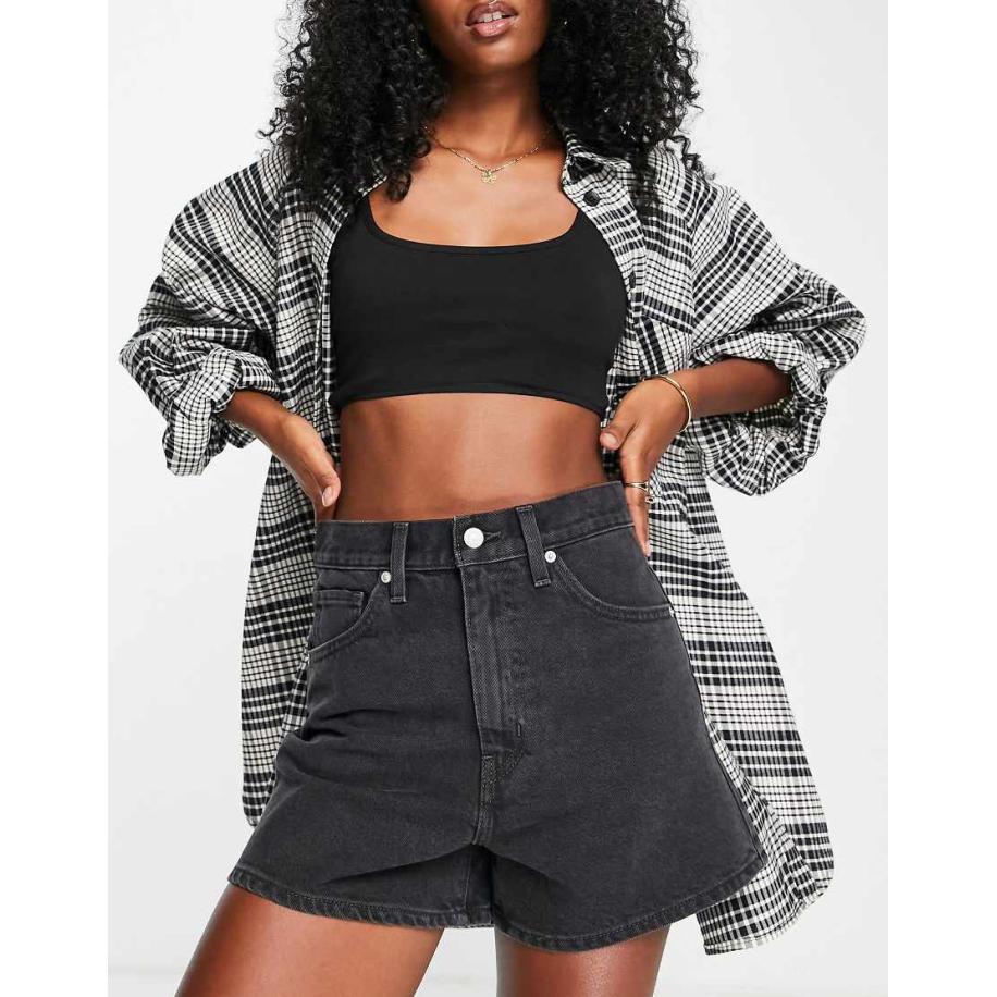 Levi's Mom short met hoge taille in zwart Zwart