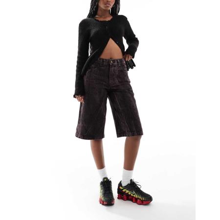 Deus Ex Machina X ASOS Exclusives Denim jort met acid wash in bruin