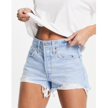 Levi's 501 original Short in lichte wassing-Blauw