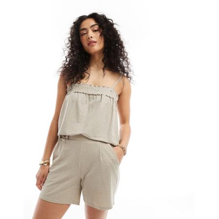 JDY Jersey short in beige, deel van co-ord set-Neutraal