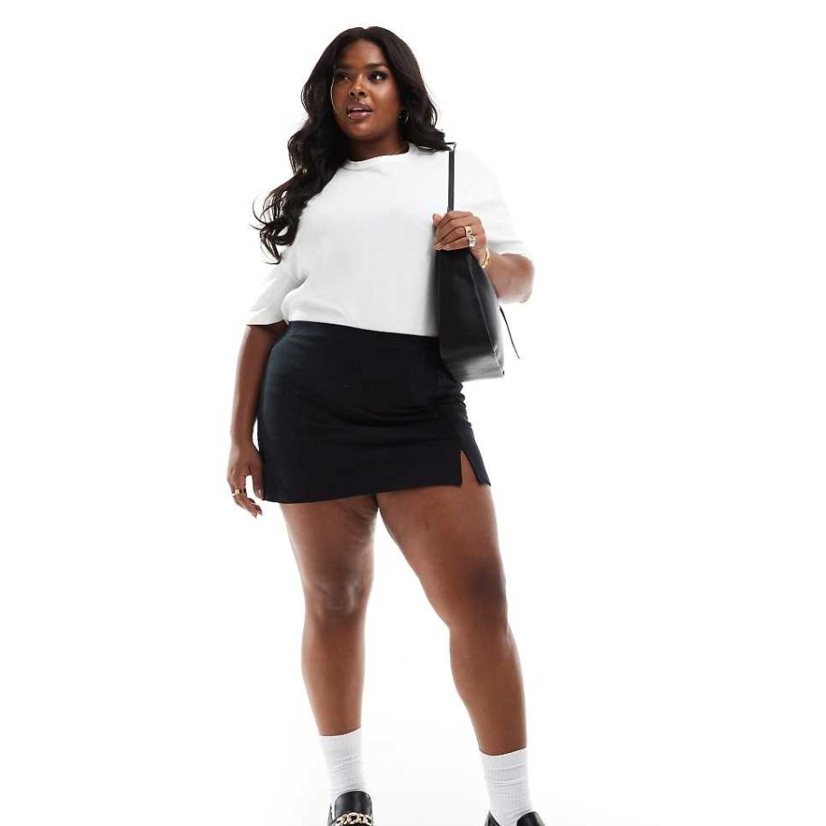 ASOS DESIGN Curve Tennis-skort in zwart Zwart