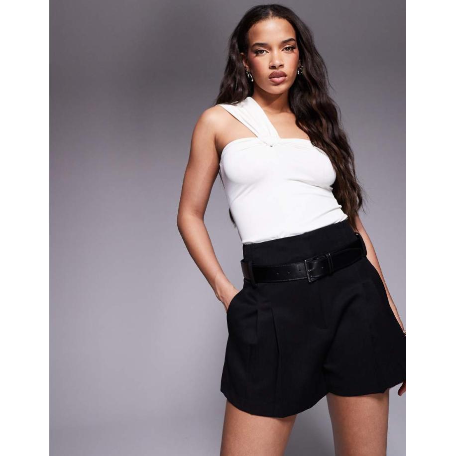 ASOS DESIGN Elegante short met hoge taille in zwart Zwart