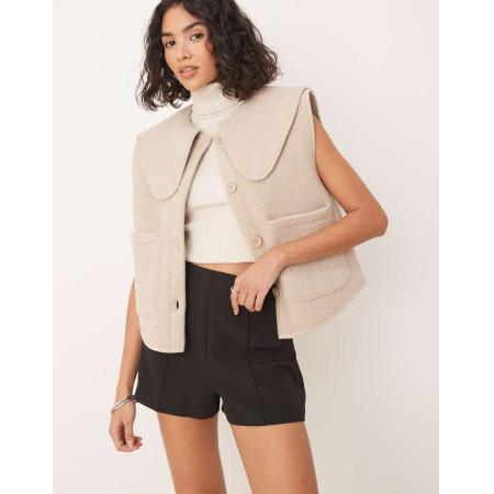 ASOS DESIGN Elegante short met hoge taille en siernaden in zwart, deel van co-ord set