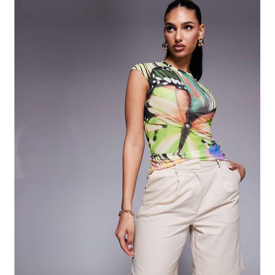 Kaiia Exclusives Elegante short met lange pasvorm in beige-Groen Groen