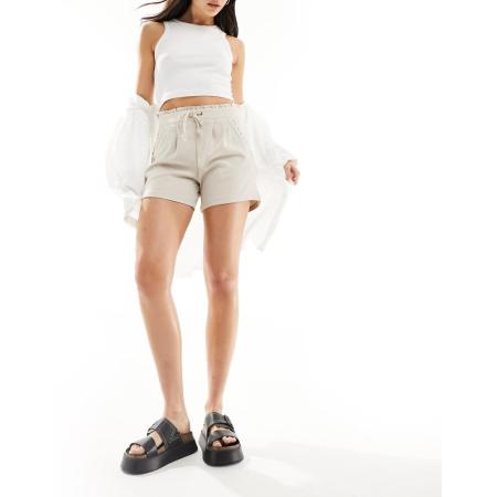 JDY Short met ruches langs de randen in beige-Neutraal