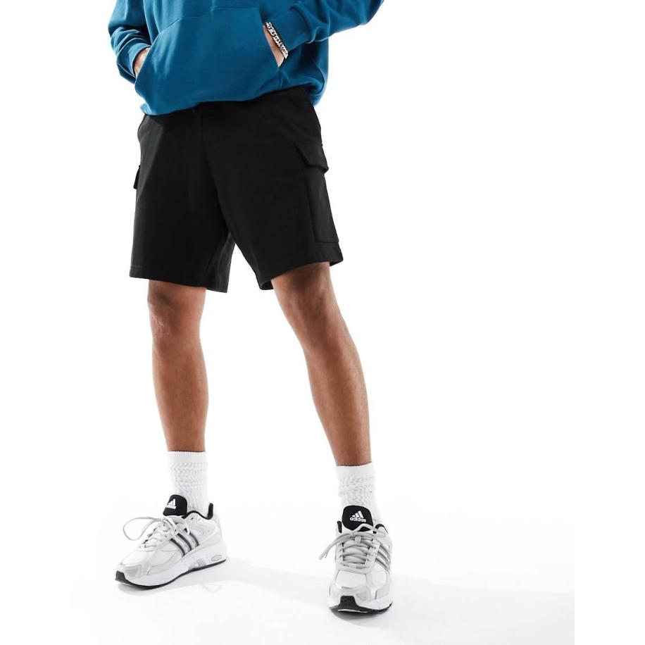 New Look - Cargoshort van jersey in zwart Zwart