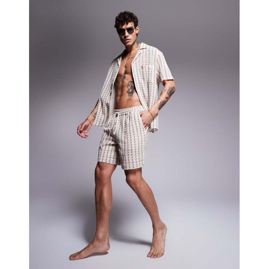 South Beach - Gebreide short in zwart-wit gestreept-Veelkleurig Multicolor