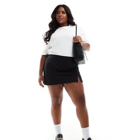 ASOS DESIGN Curve Tennis-skort in zwart