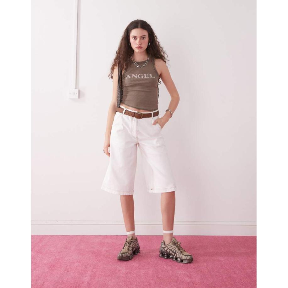 COLLUSION Baggy jort met lage taille in ecru-Neutraal Multicolor