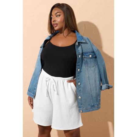 Yours Witte Gestructureerde Shorts Size 62-64