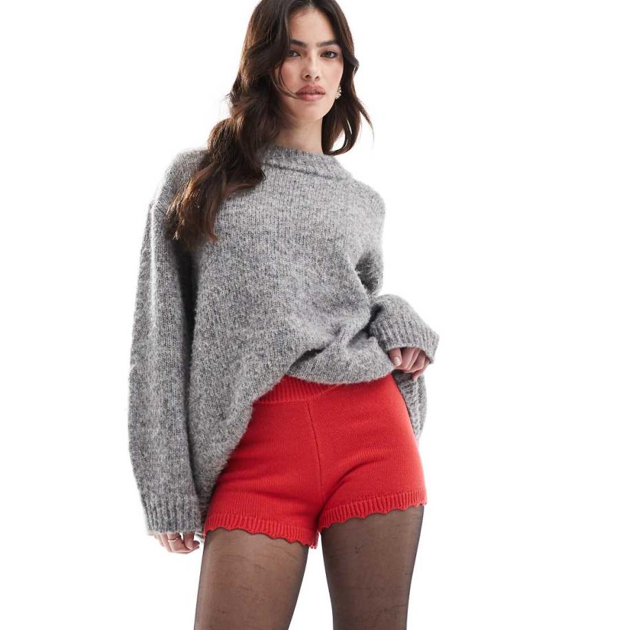 Cotton On Gebreide, geborduurde micro short in rood Rood